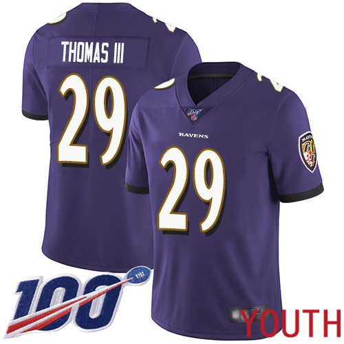 Baltimore Ravens Limited Purple Youth Earl Thomas III Home Jersey NFL Football #29 100th Season Vapor Untouchable->youth nfl jersey->Youth Jersey